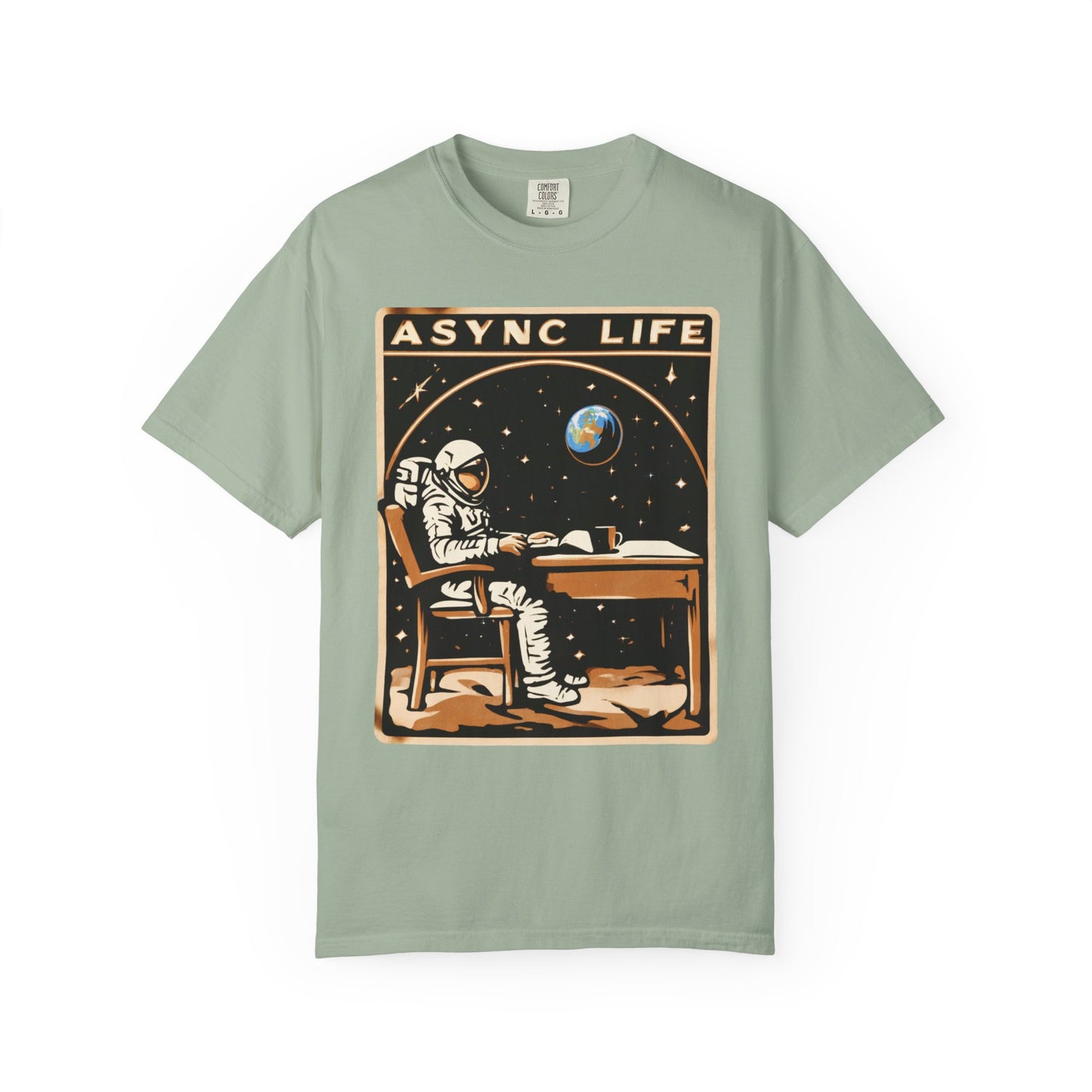 Async Life Astronaut Tee — Developer Space Graphic | Root to Peak