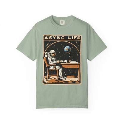 Async Life Astronaut Tee — Developer Space Graphic | Root to Peak