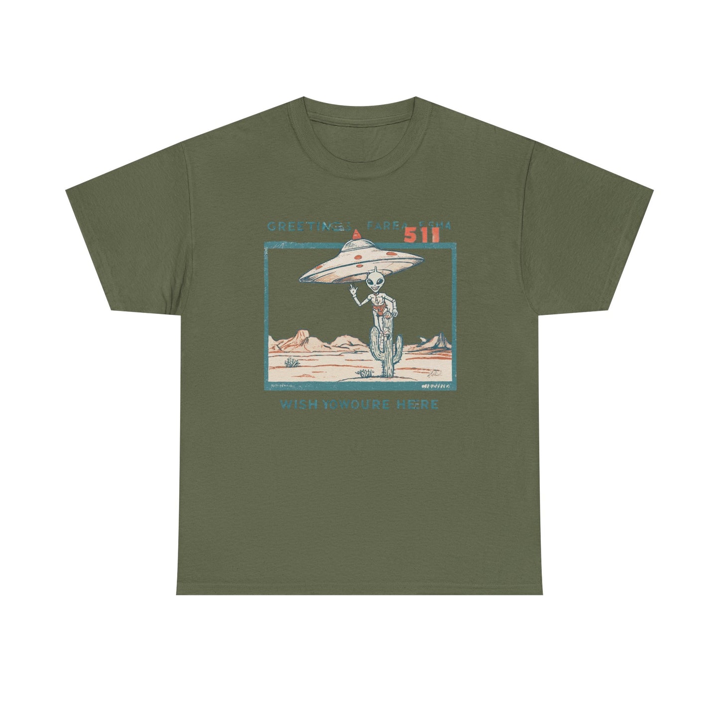 Greetings from Area 51 Tee — Retro Alien Postcard Graphic | Root to Peak