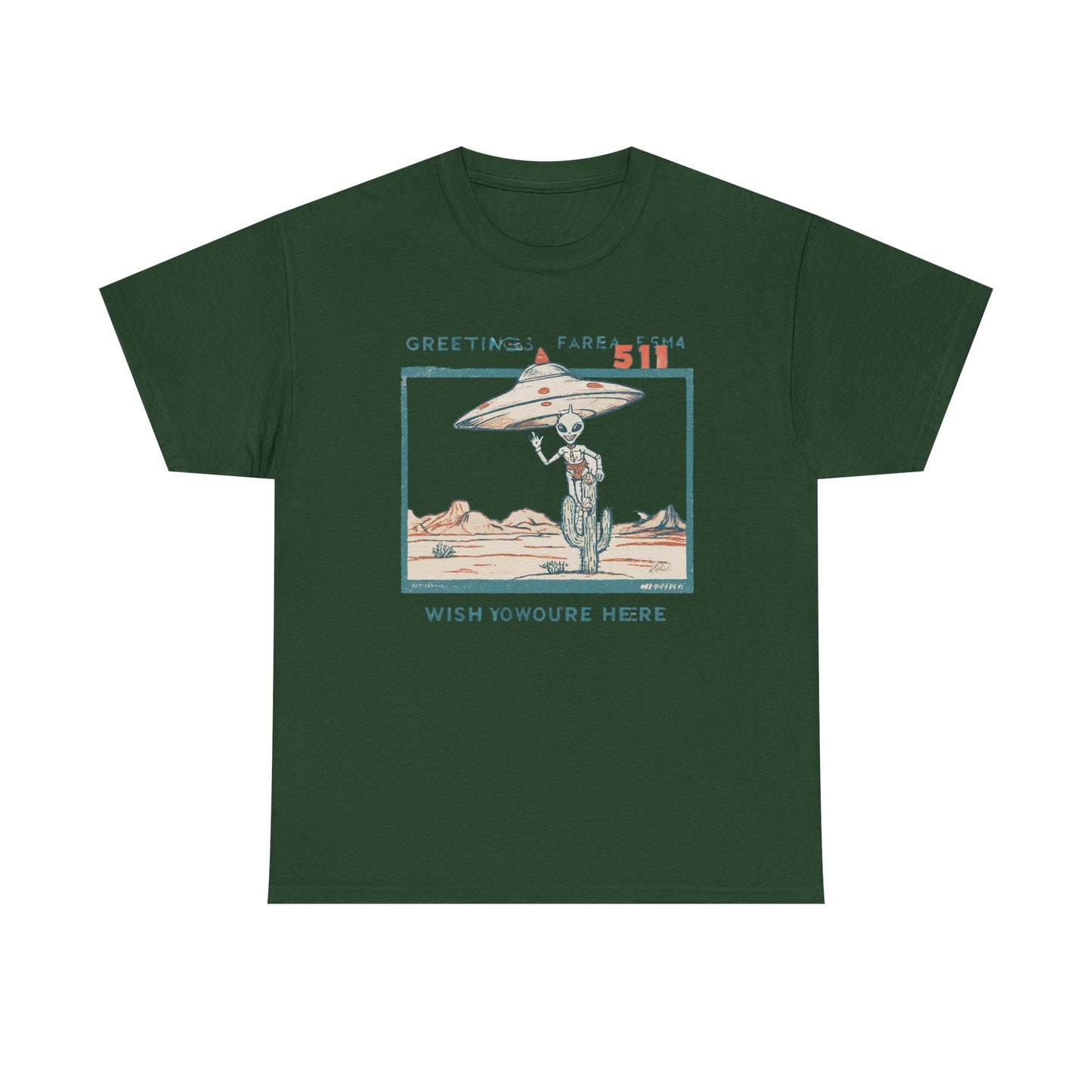 Greetings from Area 51 Tee — Retro Alien Postcard Graphic | Root to Peak