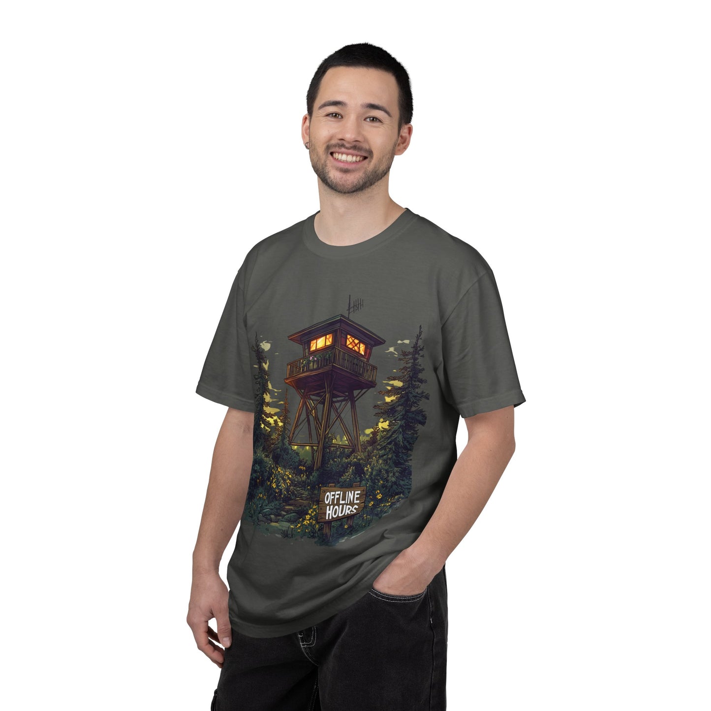 Fire Lookout Tower Tee — Offline Hours Hiking Camping | Root to Peak