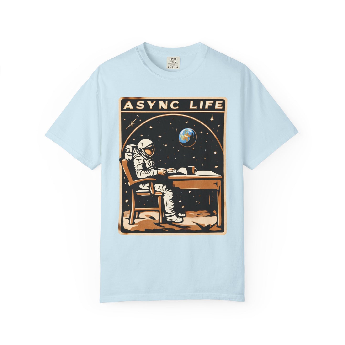 Async Life Astronaut Tee — Developer Space Graphic | Root to Peak