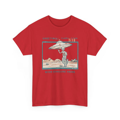 Greetings from Area 51 Tee — Retro Alien Postcard Graphic | Root to Peak