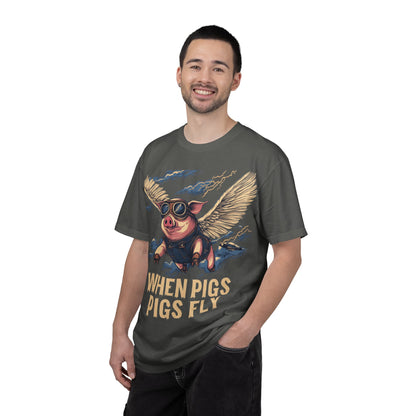 When Pigs Fly Graphic Tee — Vintage Flying Pig Funny Gift | Root to Peak