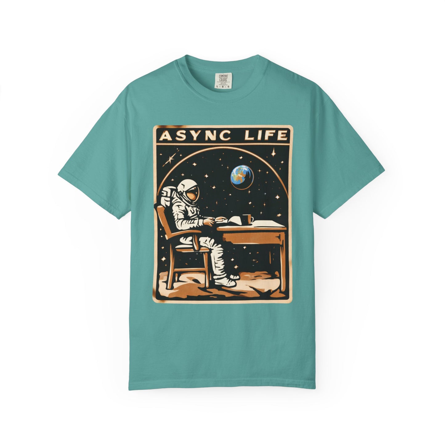 Async Life Astronaut Tee — Developer Space Graphic | Root to Peak