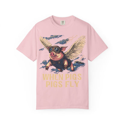 When Pigs Fly Graphic Tee — Vintage Flying Pig Funny Gift | Root to Peak