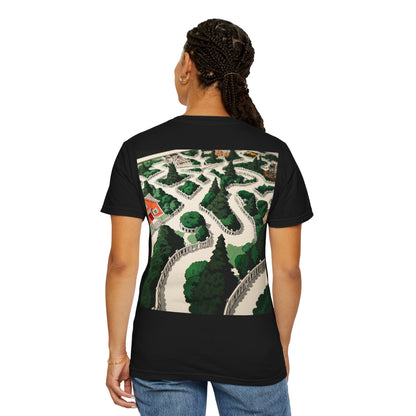 Surreal Sphere Garden Tee — Escher Art Optical Illusion | Root to Peak