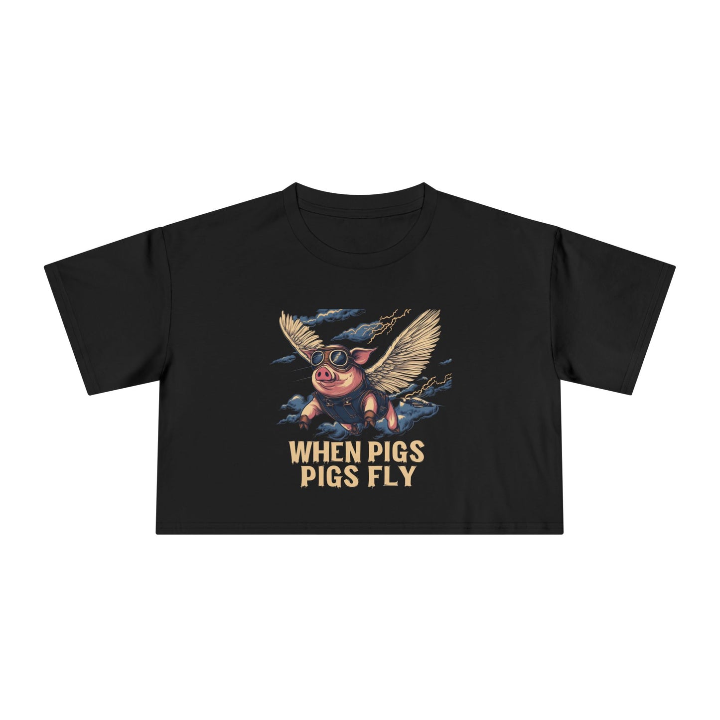 When Pigs Fly Crop Top — Vintage Flying Pig Gift | Root to Peak