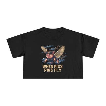 When Pigs Fly Crop Top — Vintage Flying Pig Gift | Root to Peak