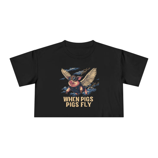 When Pigs Fly Crop Top — Vintage Flying Pig Gift | Root to Peak