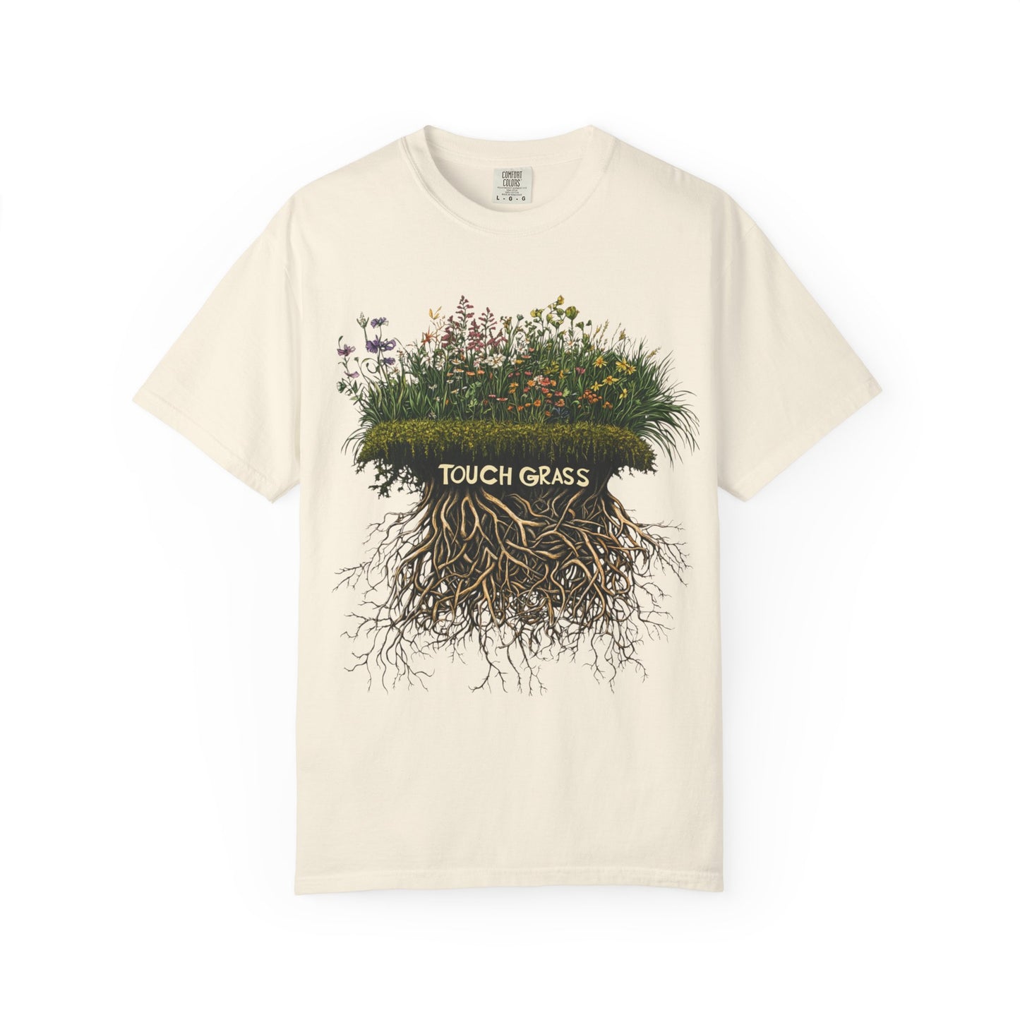 Touch Grass Botanical Tee — Nature Lover Outdoor Graphic | Root to Peak