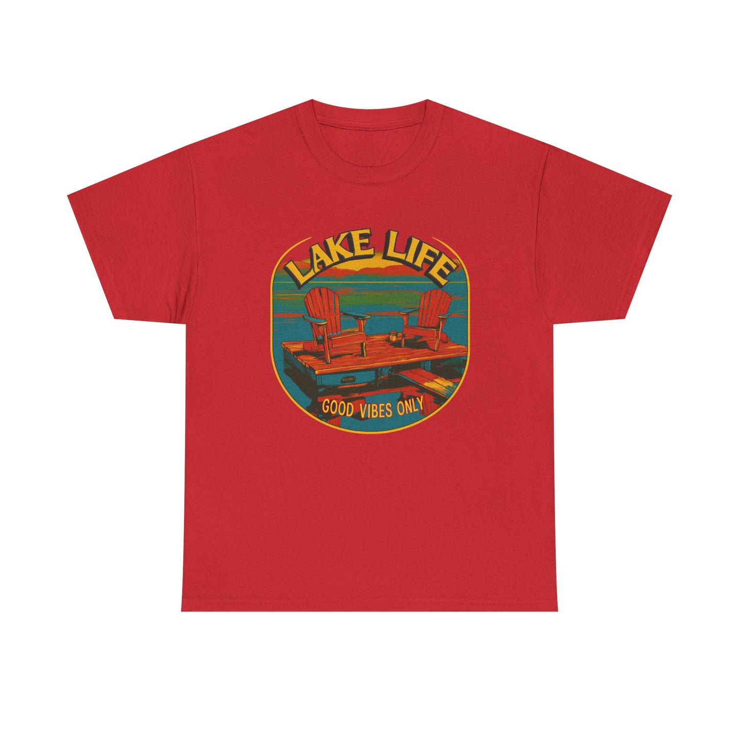 Lake Life Good Vibes Tee — Retro Dock Sunset Outdoor | Root to Peak