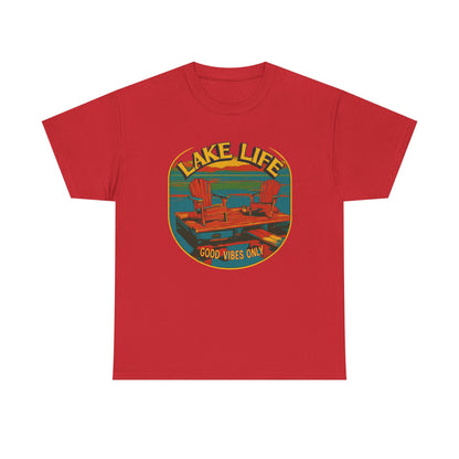 Lake Life Good Vibes Tee — Retro Dock Sunset Outdoor | Root to Peak
