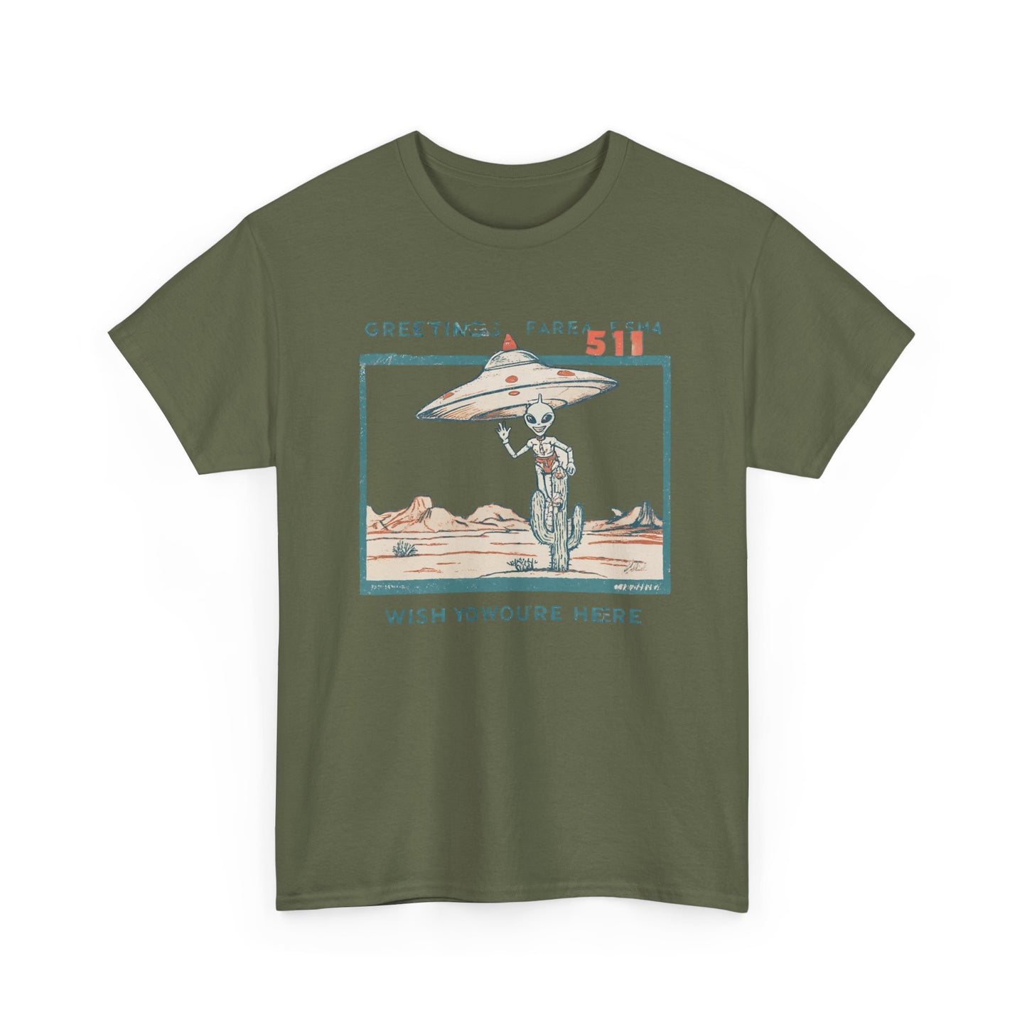 Greetings from Area 51 Tee — Retro Alien Postcard Graphic | Root to Peak
