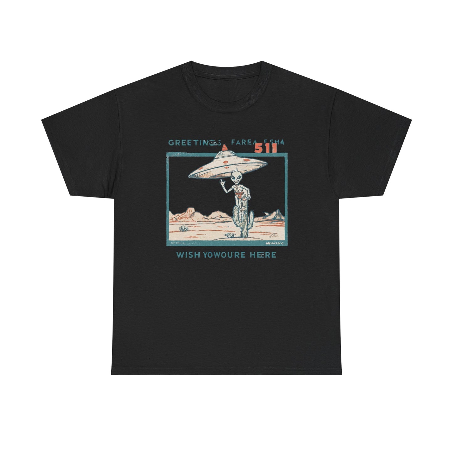 Greetings from Area 51 Tee — Retro Alien Postcard Graphic | Root to Peak