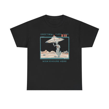 Greetings from Area 51 Tee — Retro Alien Postcard Graphic | Root to Peak