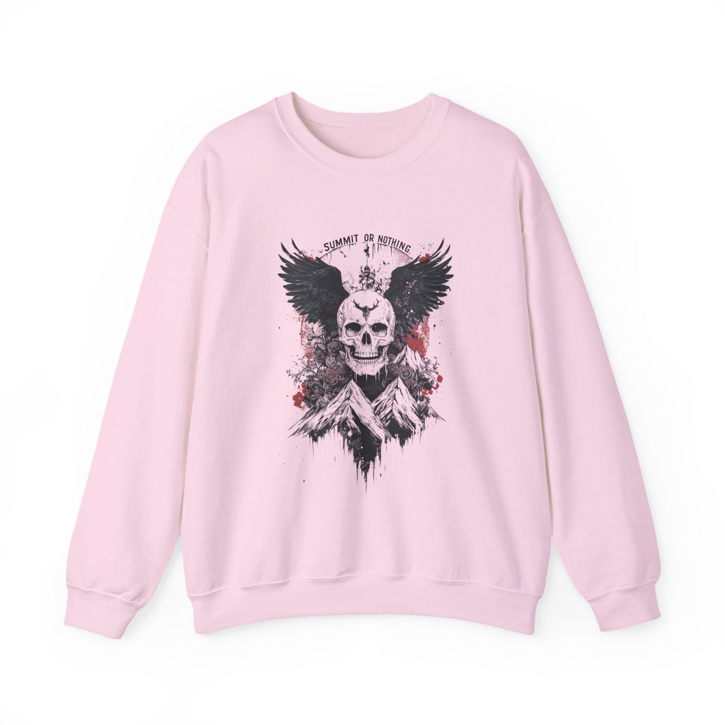 Summit of Nothing Skull Wings Crewneck — Mountain Goth Gift | Root to Peak