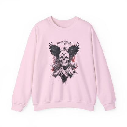 Summit of Nothing Skull Wings Crewneck — Mountain Goth Gift | Root to Peak