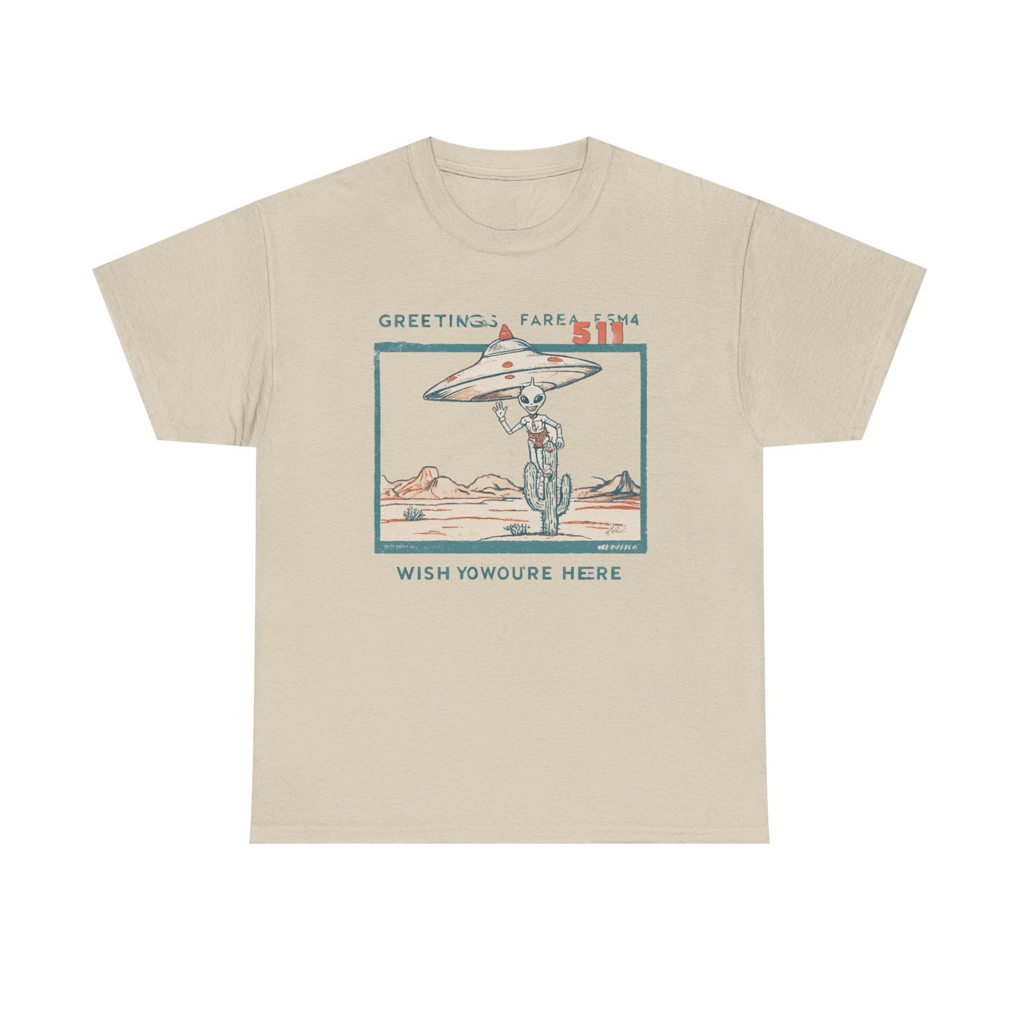 Greetings from Area 51 Tee — Retro Alien Postcard Graphic | Root to Peak