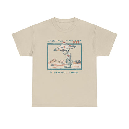 Greetings from Area 51 Tee — Retro Alien Postcard Graphic | Root to Peak