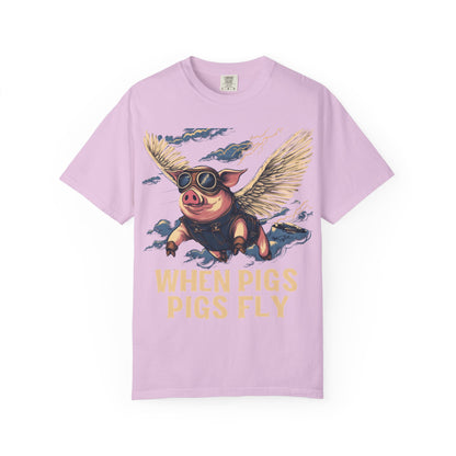 When Pigs Fly Graphic Tee — Vintage Flying Pig Funny Gift | Root to Peak