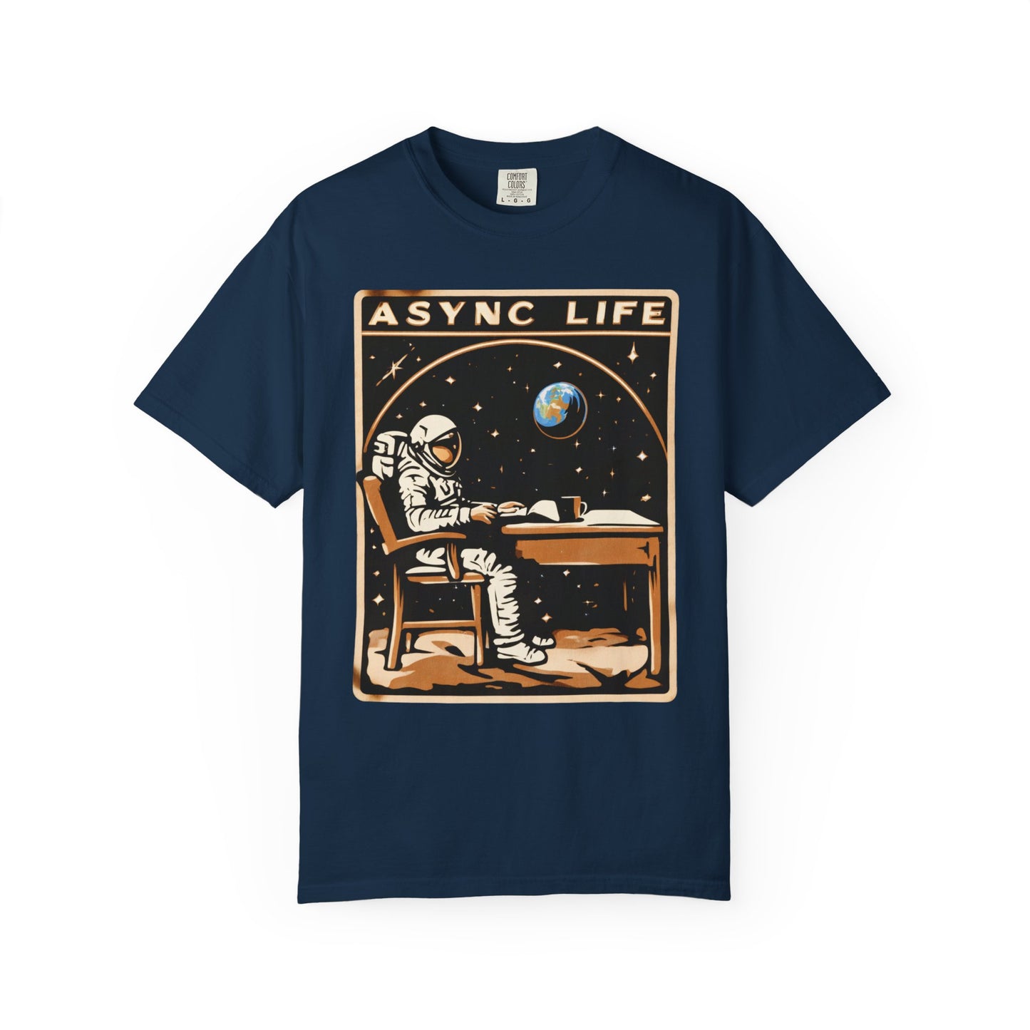 Async Life Astronaut Tee — Developer Space Graphic | Root to Peak