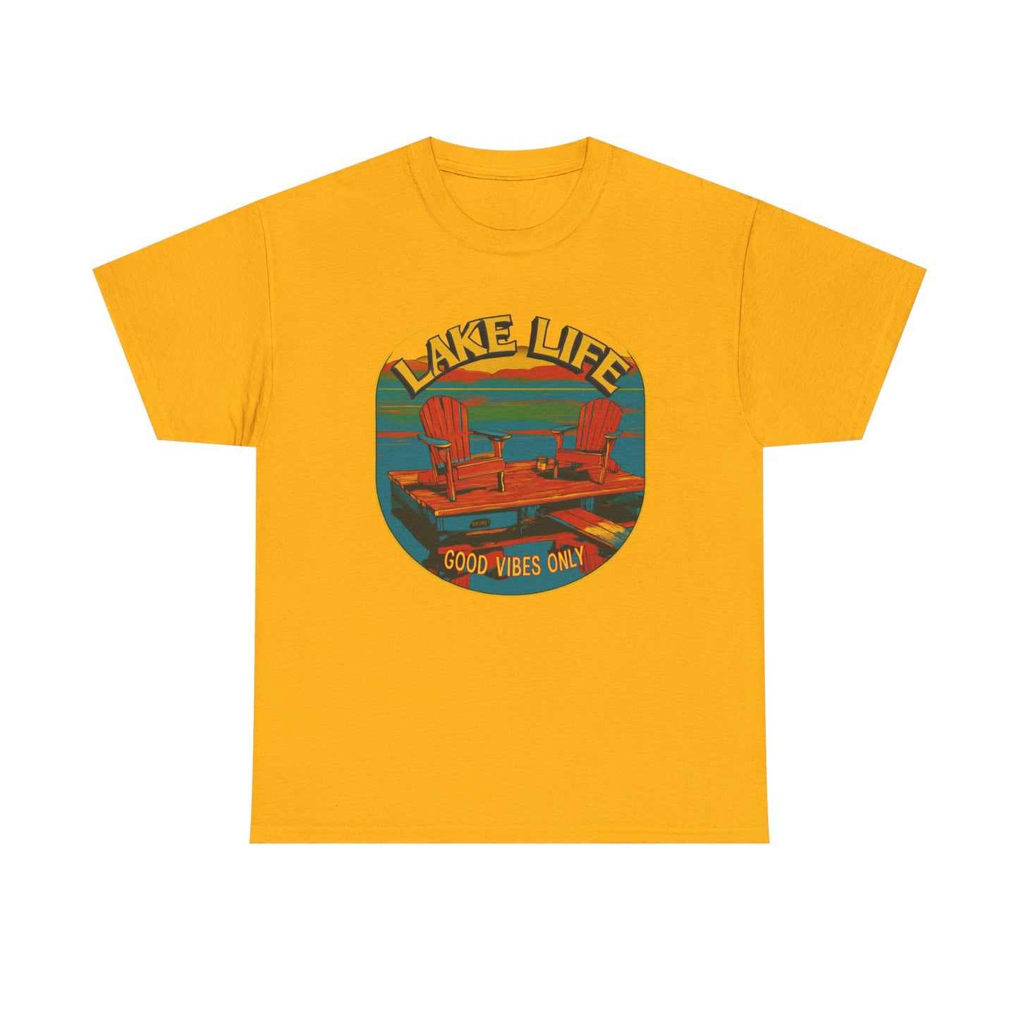 Lake Life Good Vibes Tee — Retro Dock Sunset Outdoor | Root to Peak