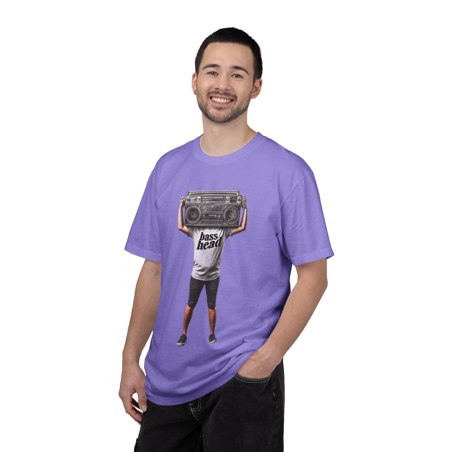 Bass Head Retro Boombox Tee — Streetwear Music Graphic | Root to Peak