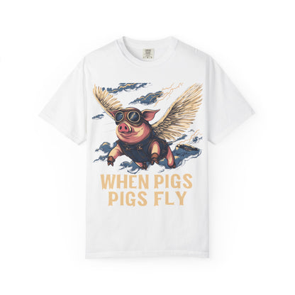 When Pigs Fly Graphic Tee — Vintage Flying Pig Funny Gift | Root to Peak