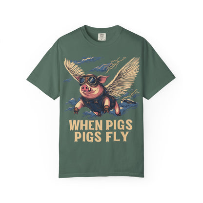 When Pigs Fly Graphic Tee — Vintage Flying Pig Funny Gift | Root to Peak