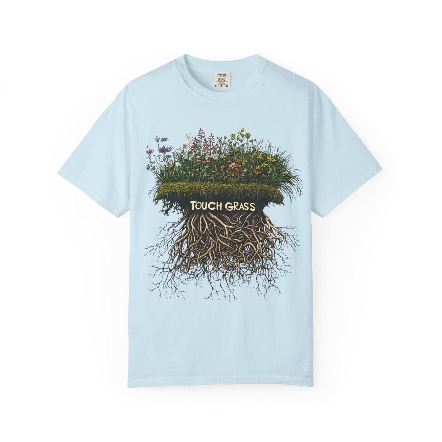Touch Grass Botanical Tee — Nature Lover Outdoor Graphic | Root to Peak