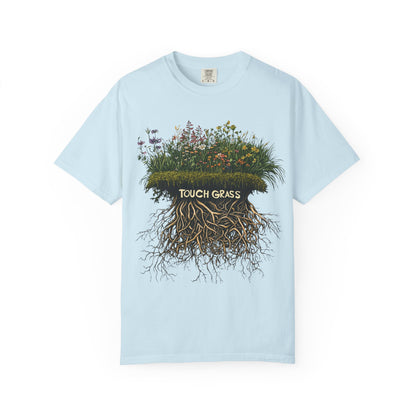 Touch Grass Botanical Tee — Nature Lover Outdoor Graphic | Root to Peak