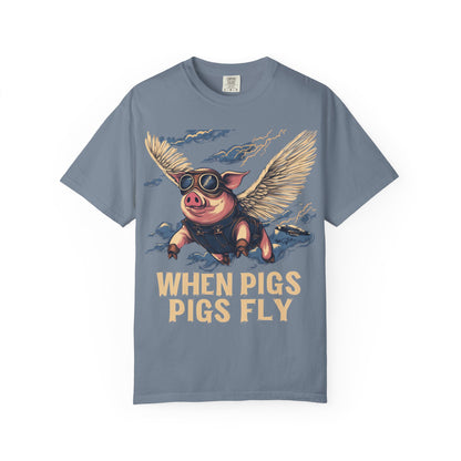 When Pigs Fly Graphic Tee — Vintage Flying Pig Funny Gift | Root to Peak