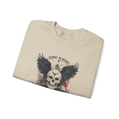 Summit of Nothing Skull Wings Crewneck — Mountain Goth Gift | Root to Peak