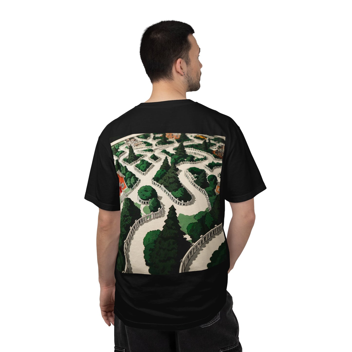 Surreal Sphere Garden Tee — Escher Art Optical Illusion | Root to Peak