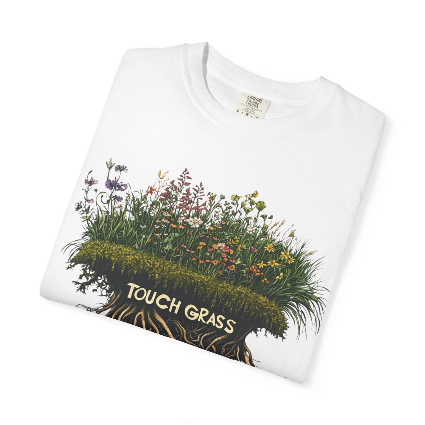 Touch Grass Botanical Tee — Nature Lover Outdoor Graphic | Root to Peak