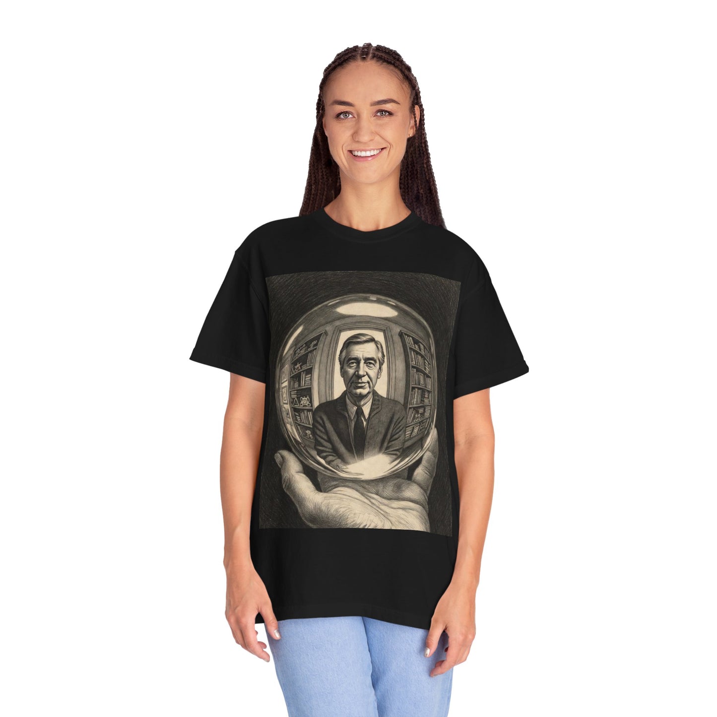 Surreal Sphere Garden Tee — Escher Art Optical Illusion | Root to Peak