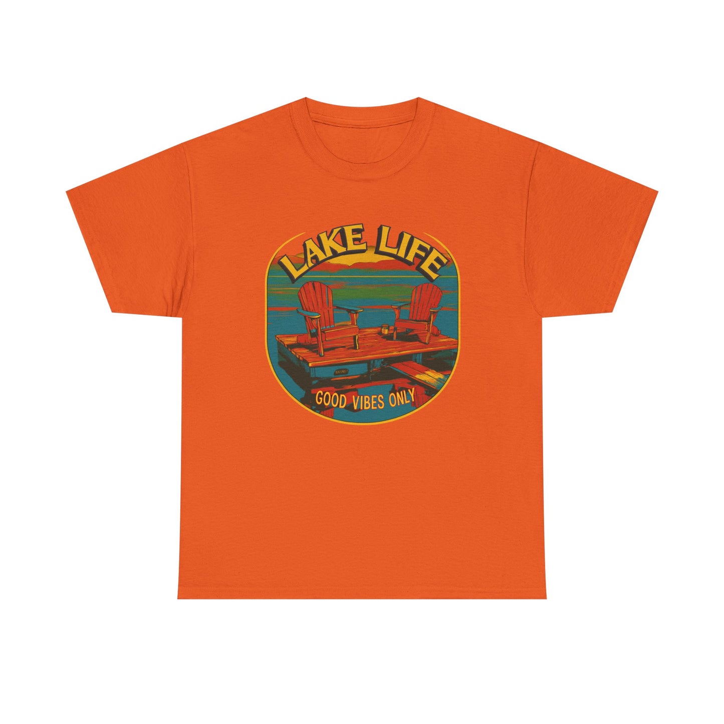 Lake Life Good Vibes Tee — Retro Dock Sunset Outdoor | Root to Peak