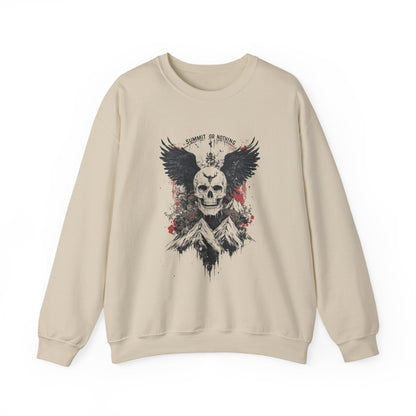 Summit of Nothing Skull Wings Crewneck — Mountain Goth Gift | Root to Peak