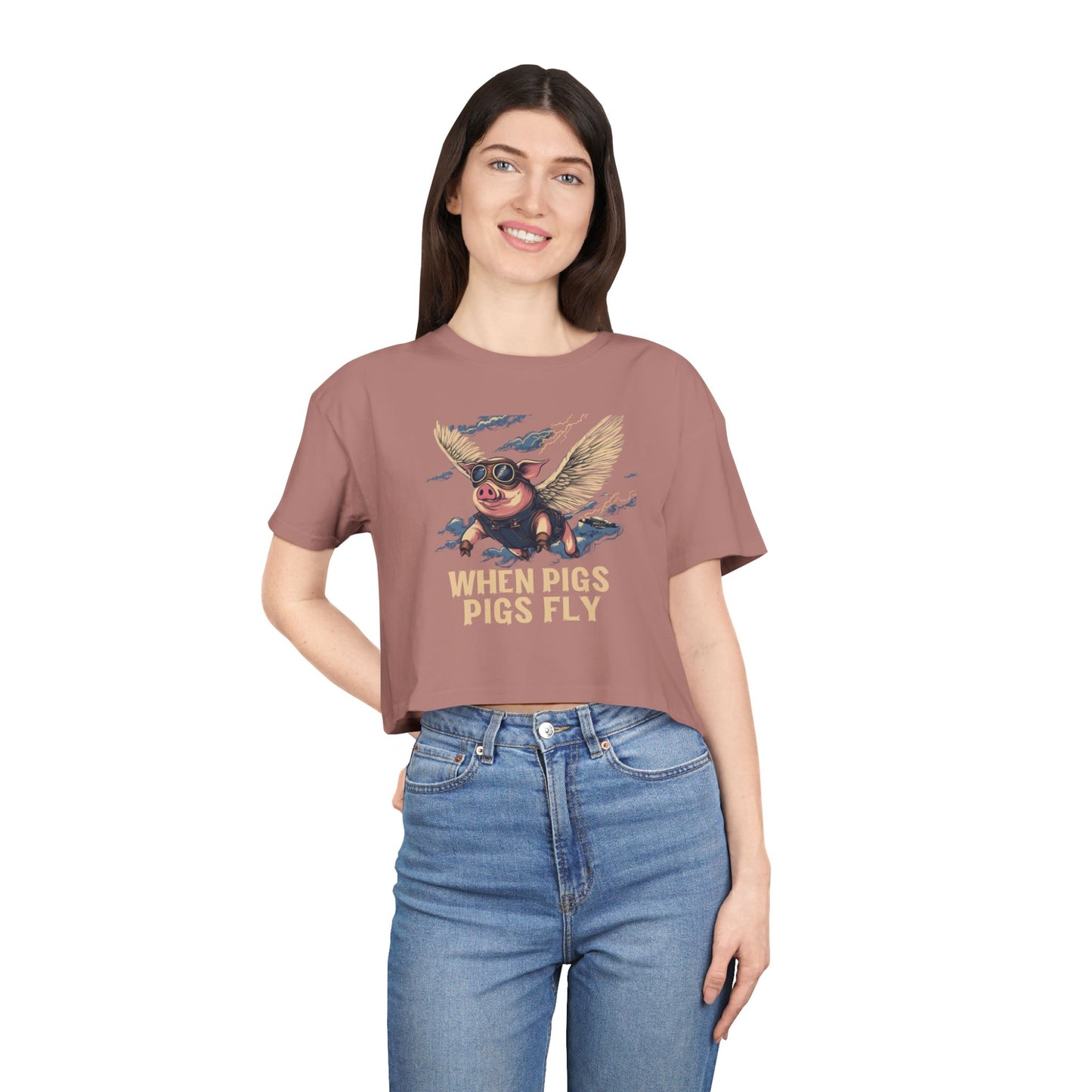 When Pigs Fly Crop Top — Vintage Flying Pig Gift | Root to Peak