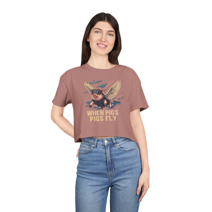 When Pigs Fly Crop Top — Vintage Flying Pig Gift | Root to Peak