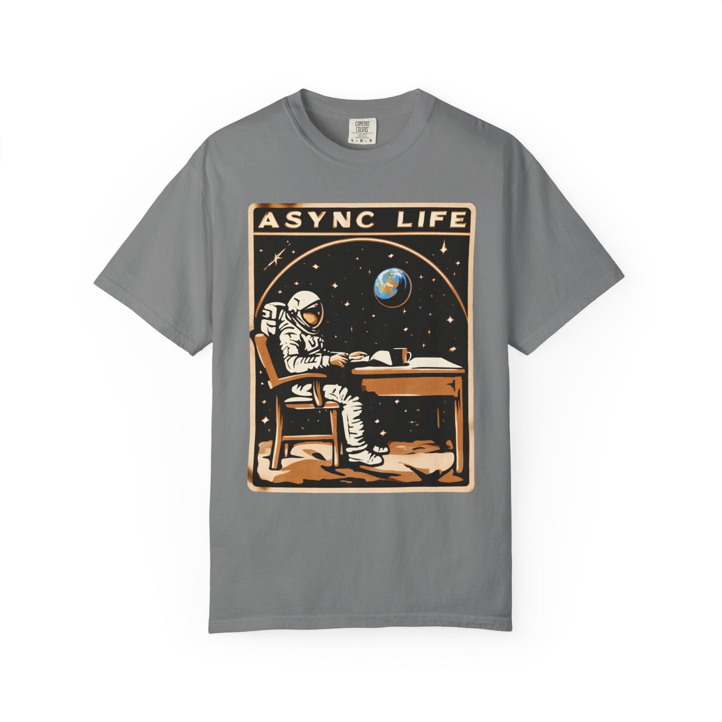 Async Life Astronaut Tee — Developer Space Graphic | Root to Peak