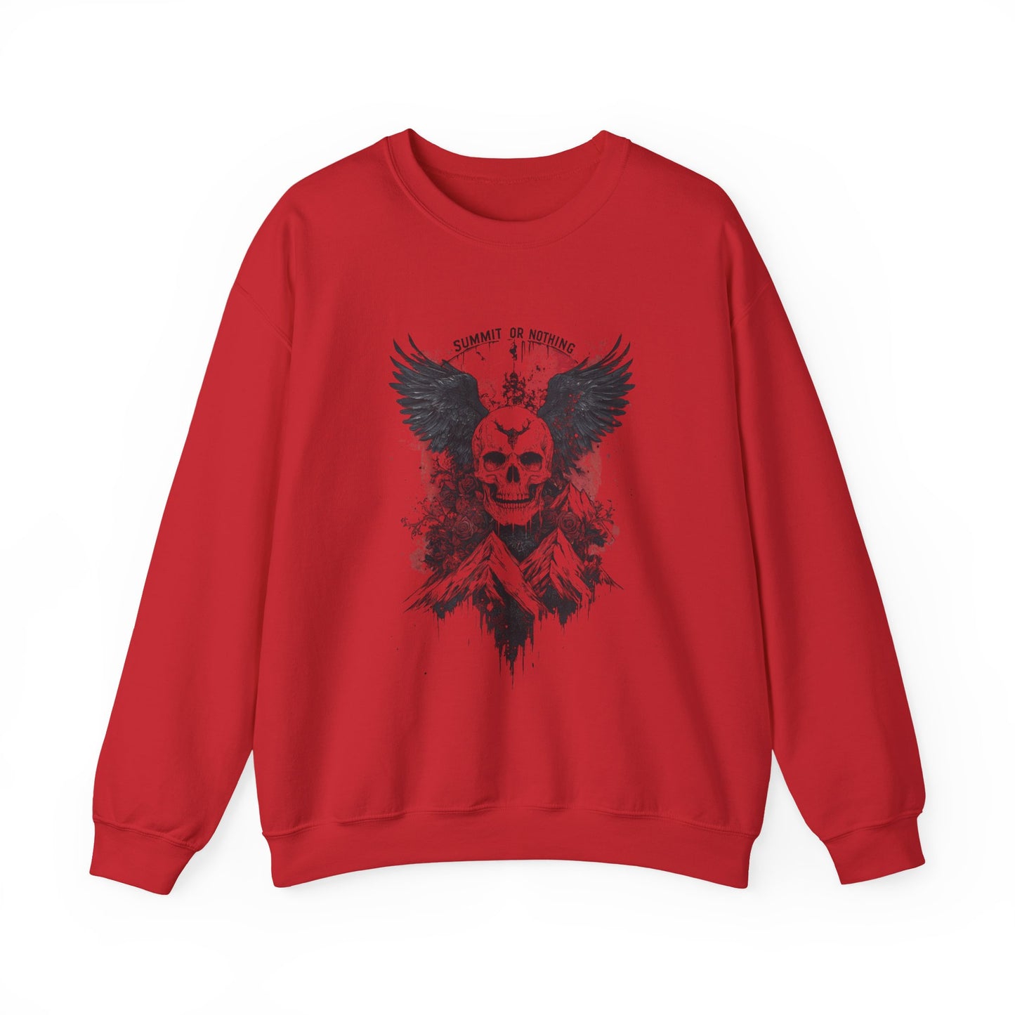 Summit of Nothing Skull Wings Crewneck — Mountain Goth Gift | Root to Peak