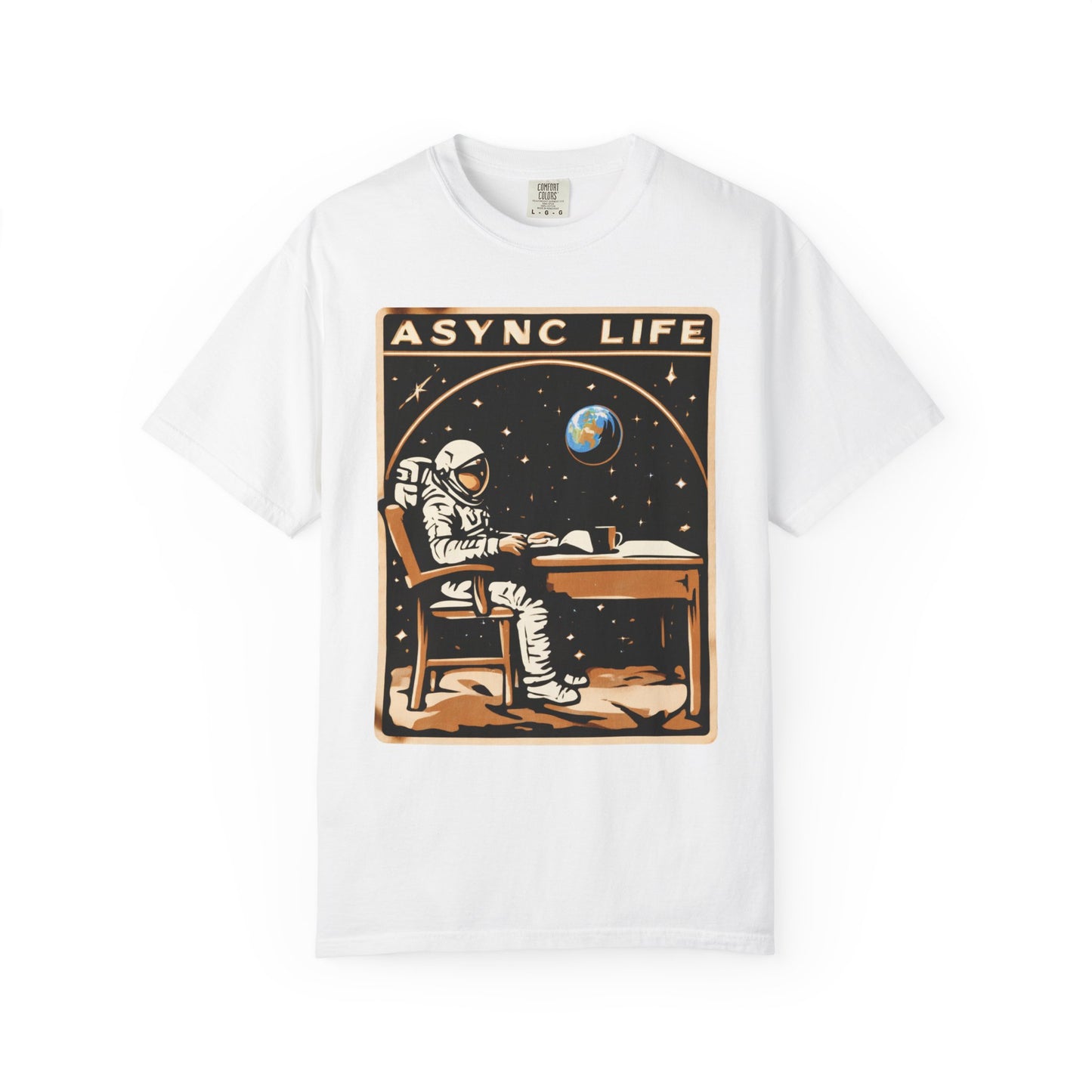 Async Life Astronaut Tee — Developer Space Graphic | Root to Peak