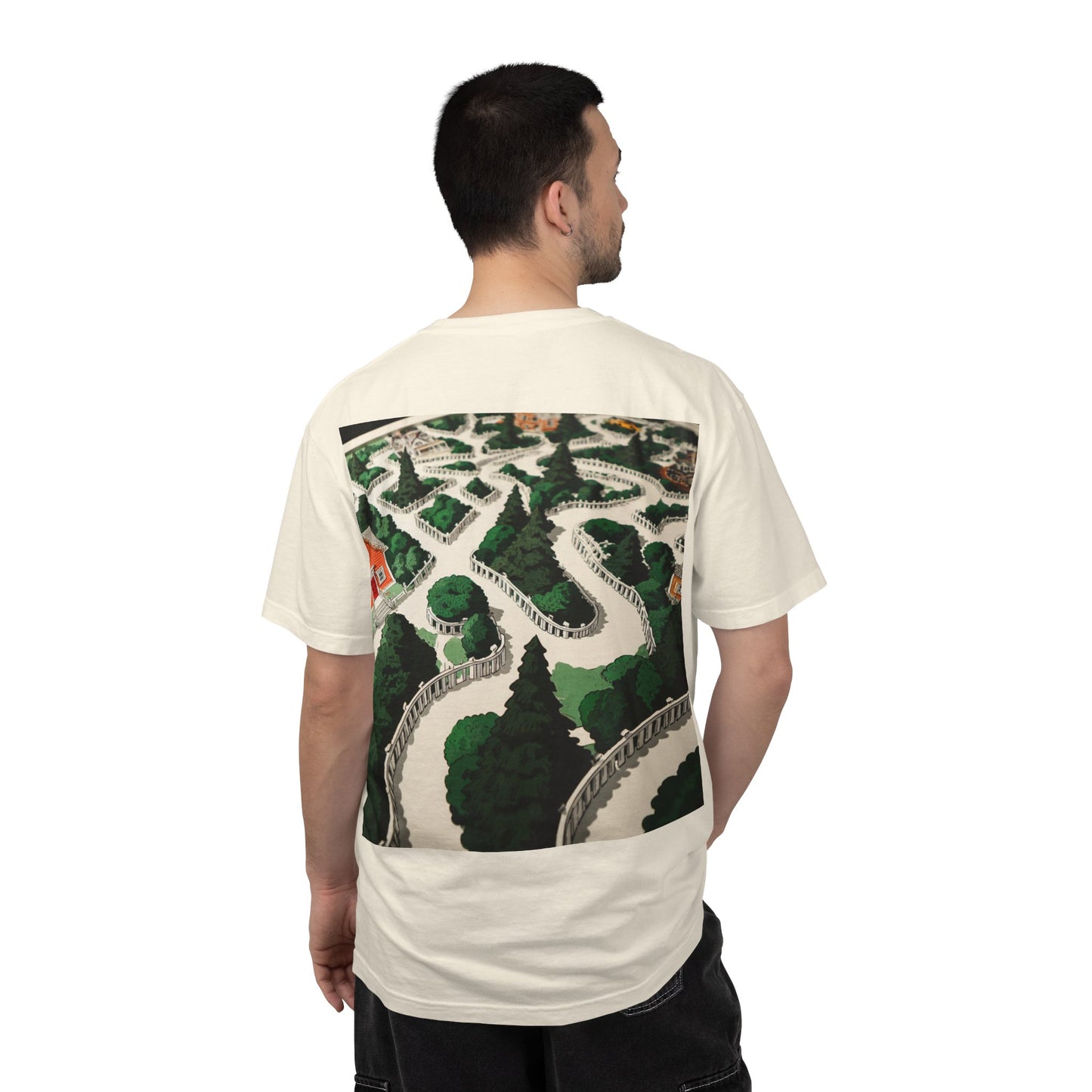 Surreal Sphere Garden Tee — Escher Art Optical Illusion | Root to Peak