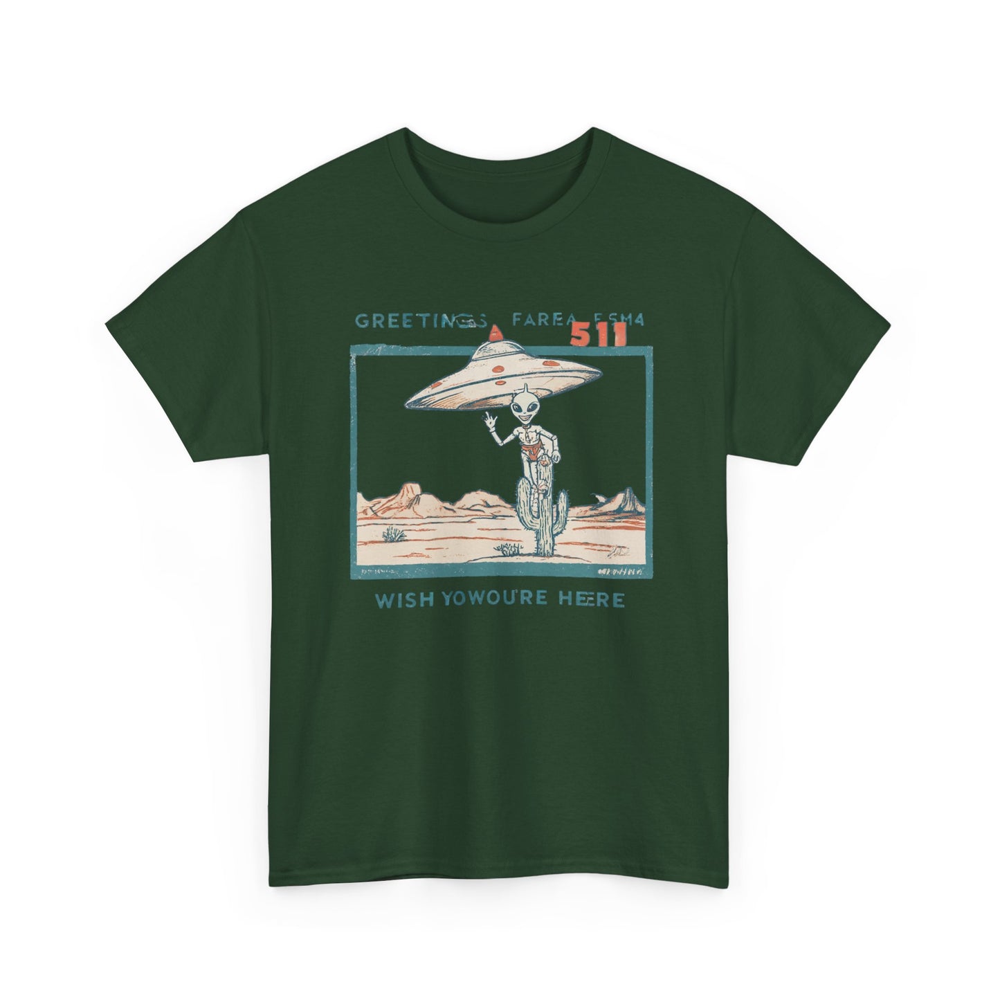 Greetings from Area 51 Tee — Retro Alien Postcard Graphic | Root to Peak