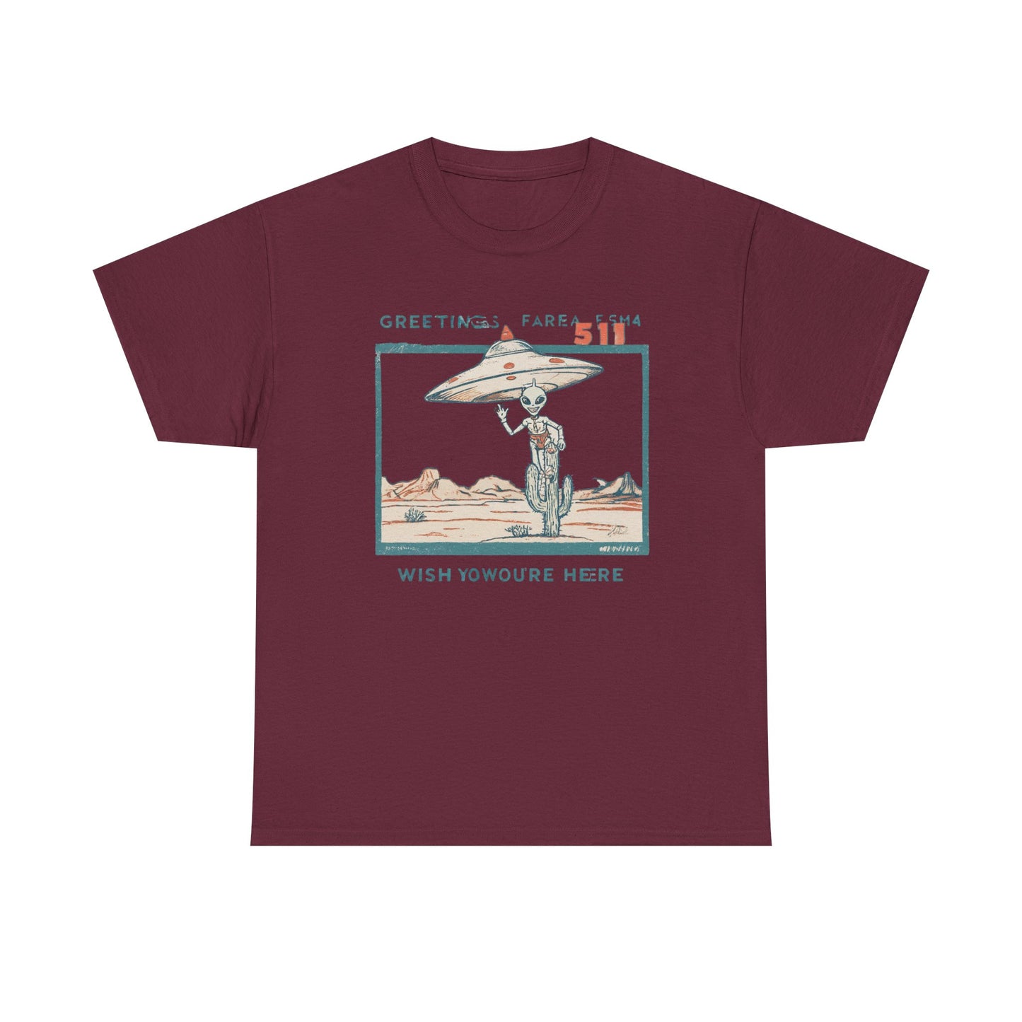 Greetings from Area 51 Tee — Retro Alien Postcard Graphic | Root to Peak
