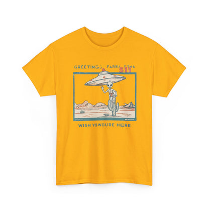 Greetings from Area 51 Tee — Retro Alien Postcard Graphic | Root to Peak