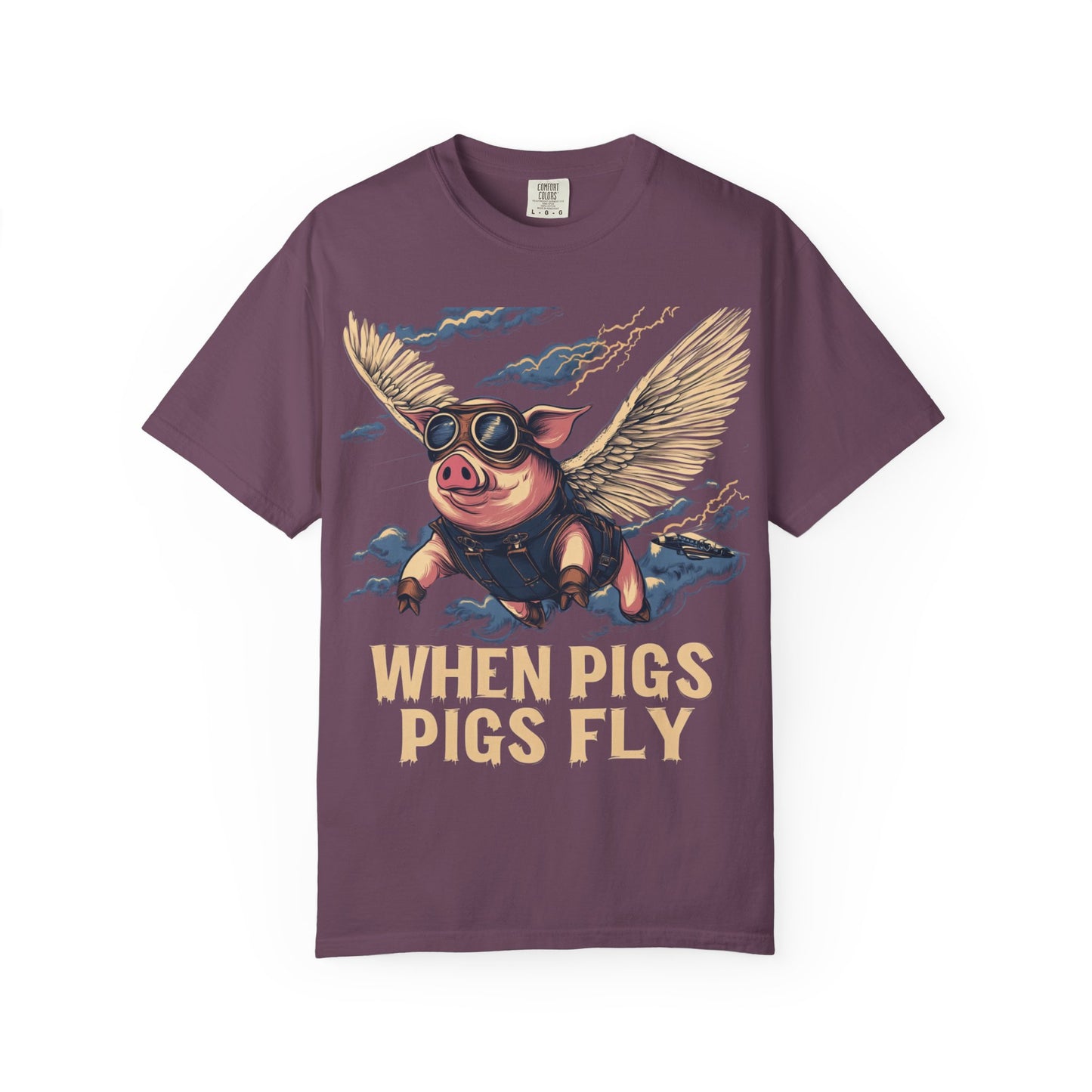 When Pigs Fly Graphic Tee — Vintage Flying Pig Funny Gift | Root to Peak