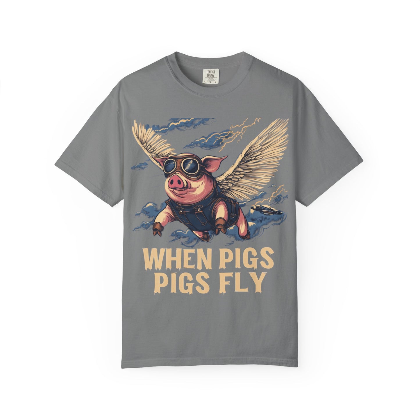 When Pigs Fly Graphic Tee — Vintage Flying Pig Funny Gift | Root to Peak